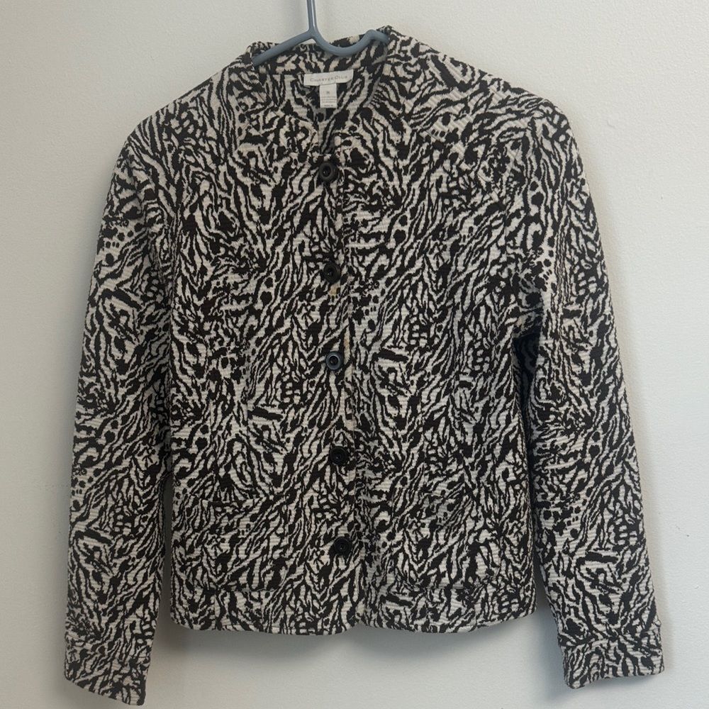 Charter Club Brown and White Animal Print Blazer